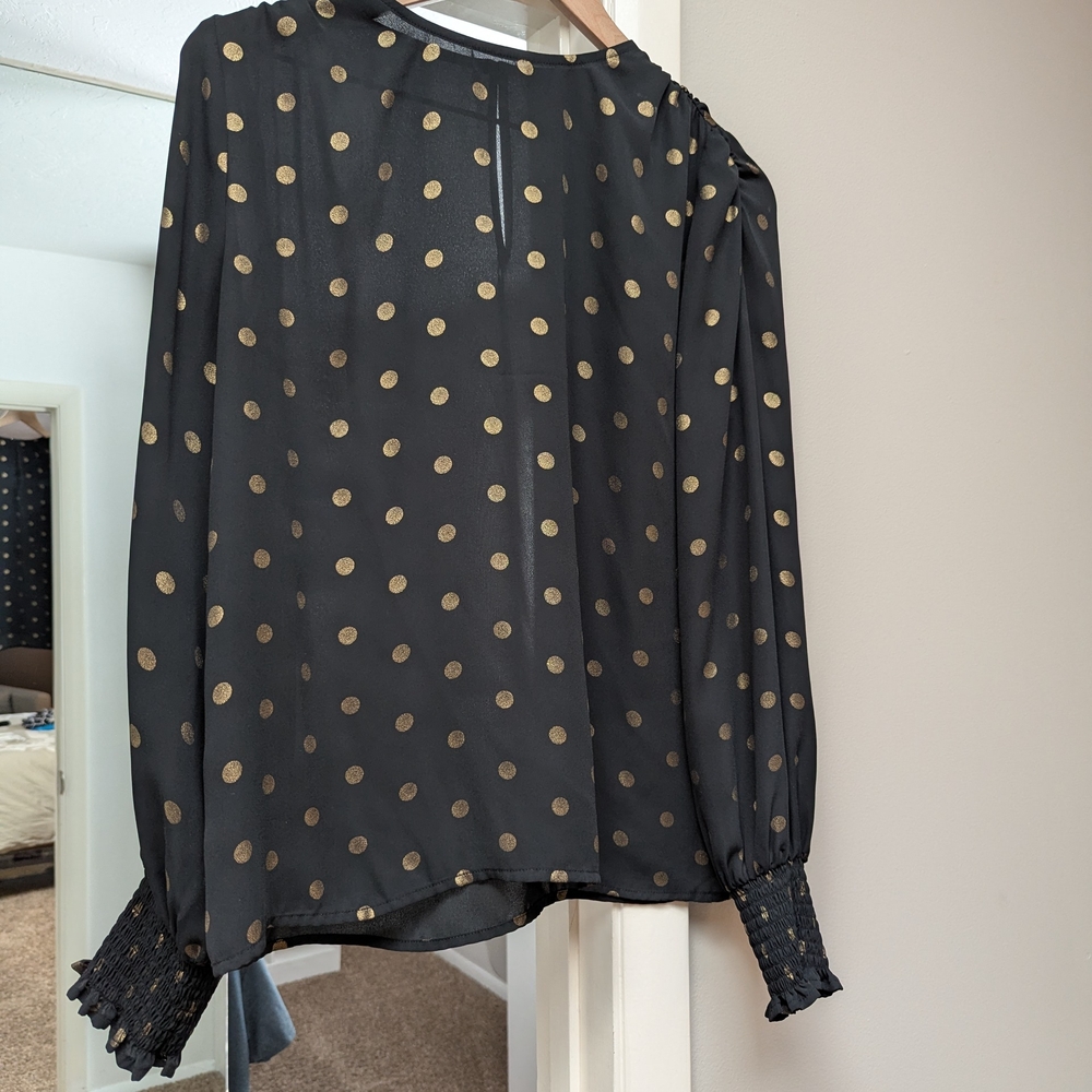 Black and Gold Polka Dot Women's Top